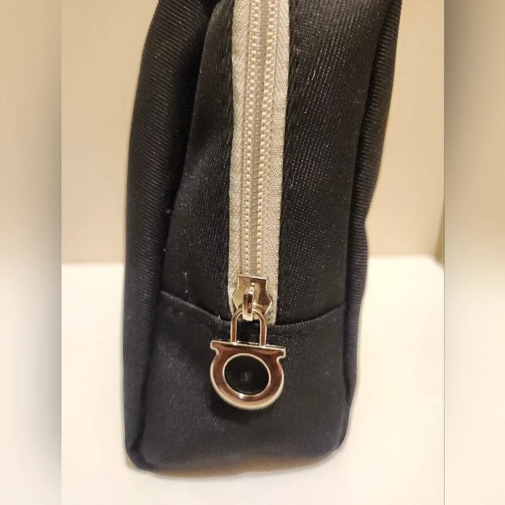 New Salvatore Ferragamo x Alitalia Business Class Canvas w/Gancini Amenity Bag